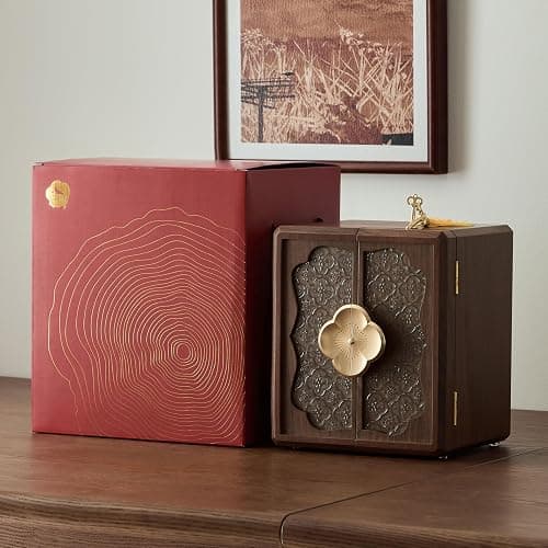 Wenseny Lockable Walnut Jewelry Box with Key, 5-Layer Jewelry Storage Box | for Necklaces, Rings, Earrings & Bracelets - Ideal for Birthdays, Anniversaries & Christmas thumbnail 9