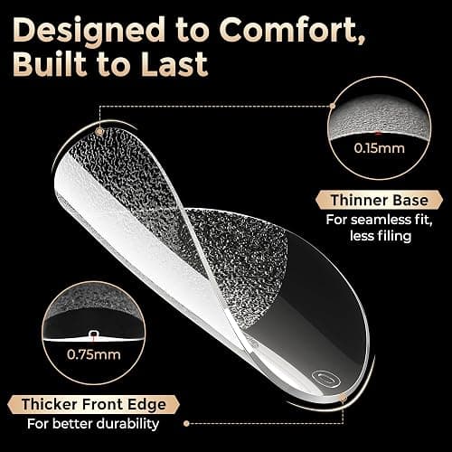 Luckyfairy Extra Short Almond Fake Nails, 504pcs Soft Gel Pre-Shaped Acrylic Nail Tips, Half Matte Full Cover Clear Gelly Press on Flase Nail Tips for Extension Nail Manicure Home DIY 12 Sizes thumbnail 6