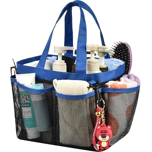 Haundry Mesh Shower Caddy Tote, Large College Dorm Bathroom Caddy Organizer with Hook and Handles, 8 Basket Pockets for Camp Swimming Travel Gym Beach - Image 1