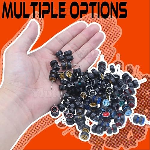 Ylutex 1/64 Wheels Mixed/Random Real RidersPrinted Simulation Wheel Rims Tires Set for 10 Cars 1/64 Scale (01) thumbnail 4