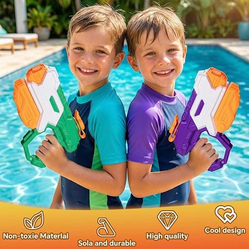 ZEBNYYA 5 Pack Water Gun for Kids Adults - Long Range Super Water Blaster Soaker Squirt Gun, Summer Outdoor Toy for Boys Girls Swimming Pool, Beach, Yard, Water Fighting Play Party thumbnail 5