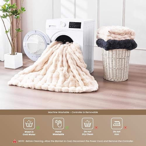 Heated Blanket Twin 62''x 84'', Fast Heating Electric Blanket Ultra-Soft Faux Rabbit Fur with 5 Heat Levels & 5H Auto Shut-Off, Overheat Protection, Machine Washable thumbnail 7