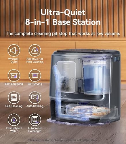 NARWAL Freo Z Ultra Robot Vacuum and Mop Combo, Dual RGB Cameras and Chips, AI Avoidance, 12000Pa Suction, Real-Time Decisions, Adaptive Hot-Water Self Wash & Self Emptying, Pet Hair, Quiet, Grey thumbnail 3