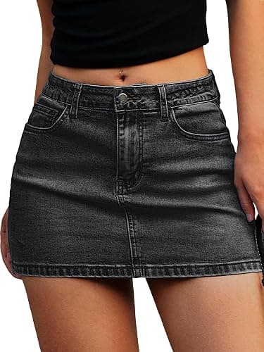 ELLEVEN Denim Mini Skirt for Women, Jean Skirt with Shorts Underneath | High Stretchy,Bodycon Sexy Skort,Micro Skirt,Casual Summer Jean Skorts with Pockets,Cute Skirts for Women Trendy - Image 1