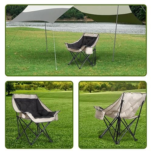 Nice C Padded Camping Chair, Oversized Camping Chairs, Oversized Thick Padded Folding Chairs, Outdoor Sports Chair, Heavy Duty, with Cooler Bag, Cup Holder, Side Pockets (2 Pack) thumbnail 8