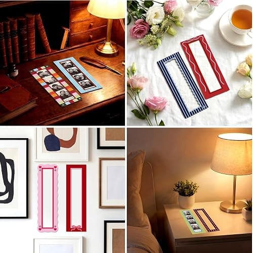 Tellegloww 8 Pcs Magnetic Photo Booth Strip Frame, Lovely, 1.5 x 8 in | Vertical Holders for Fridge, Colorful Vintage Design Fits Strips, Refrigerator Decor, Display Photobooth Memories Easily thumbnail 8