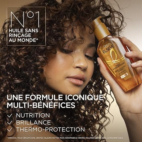 L'Oréal Paris - Elseve Huile Extraordinaire - Soin Sublimateur Universel Nourrissant Multi-Usages - Sans Rinçage - Enrichi en Huiles Rares de Marula & Camélia - Tous Types de Cheveux Secs - 100 ml thumbnail 9