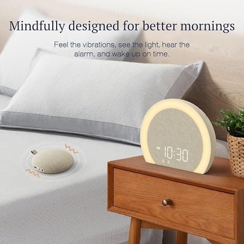 ANJANK Extra Loud Alarm Clock with Wireless Bed Shaker, Vibrating Dual Alarm with Light Wake Up for Heavy Sleepers & Hearing Impaired, 9-Color Night Light, 8 Sounds, 0-100% Dimmer, USB Charger thumbnail 3