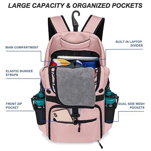 TENFLY Basketball Backpack with Separate Ball & Ventilated Shoe Compartment, Sports Bag with Hook for Men Women Teens Training Travel thumbnail 5