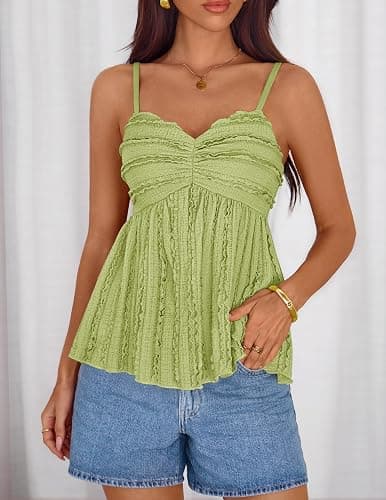 ZESICA Womens Summer Spaghetti Strap Tank Tops 2026 Trendy Going Out Sleeveless V Neck Flowy Y2K Cami Top Fashion Outfits thumbnail 5
