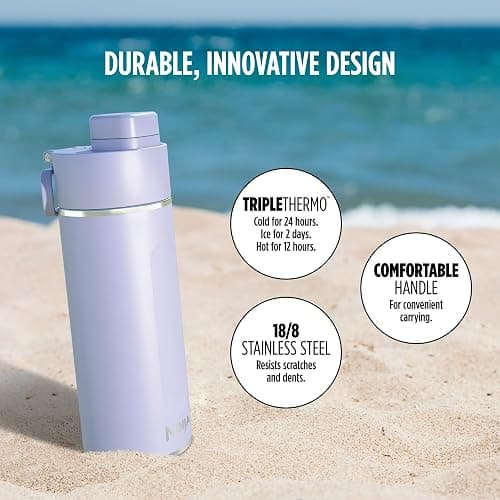 Ninja Thirsti 24oz. Travel Water Bottle, Stainless Steel Tumbler for Carbonated Drinks, Purple thumbnail 5