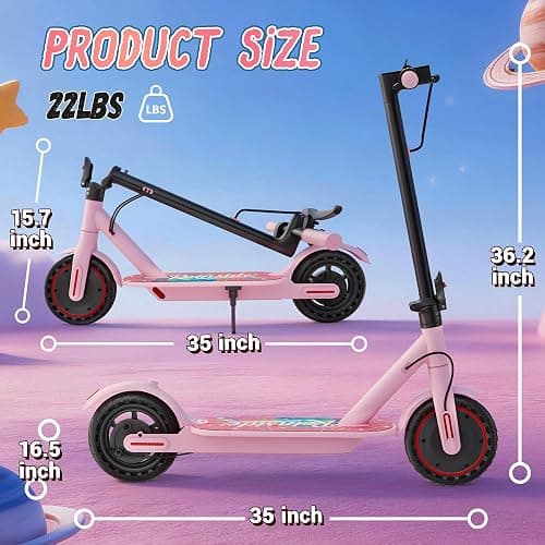 Roinside Electric Scooter - 8.5"/10''/14'' Solid Tires, 350W/500W Motor, Up to 19/22MPH& 16/21/23/24Miles Long-Range Portable Commuting Scooter for Adults with Double Braking System, App thumbnail 5