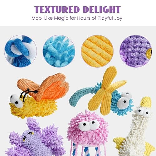 Nocciola 5 Packs Squeaky Dog Toy Plushies, Cute Soft Squeak Crinkle Plush Stuffed Durable Pet Animal Chew Puppy Toys for Small Meidum Large Breed thumbnail 3