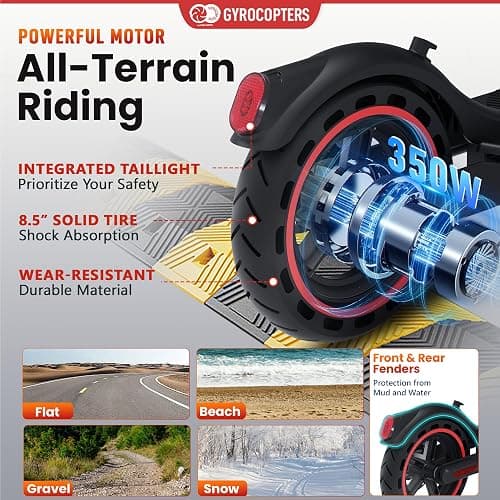Gyrocopters Electric Scooter for Adults, Teens & Kids 8-12 | Flash Kidz/Flash 6.0/FlashX | 150/350W Speed 19/30kmph Upto 11/30km, Bright LED Light 6.5"/8.5" Foldable E Scooter UL2272 Safety Approved thumbnail 7