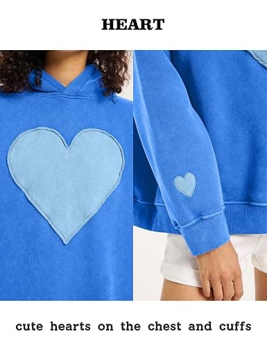 FAIABLE Womens Oversized Heart Patch Couples Hoodies Sweatshirts Heavyweight Vintage Fleece Hoodies for Women 2025 thumbnail 5