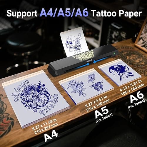 ORGBRO Tattoo Stencil Printer, X8 Thermal Tattoo Transfer Printer with 30pcs Transfer Paper, A4/A5/A6 3-in-1 Wireless Tattoo Machine for Tattoo Artists & Beginners, Compatible with Phone/Tablet/PC thumbnail 3