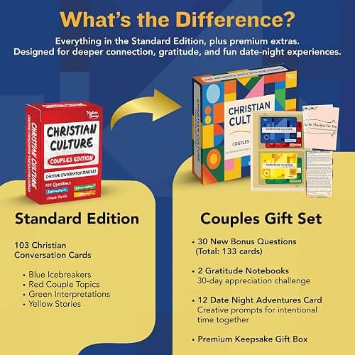 Kulture Games Christian Couples Card Game - 133 Faith-Based Conversation Cards with 2 Gratitude Notebooks + Date Night Adventures - Couples Game for Adults, Wedding Set thumbnail 8