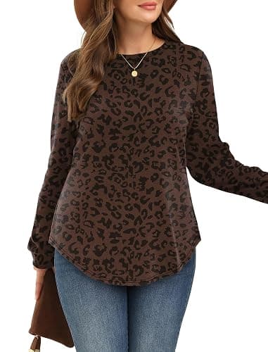 WIHOLL Sweatshirt for Women Crewneck Long Sleeve Shirts Curved Hem Lightweight Sweaters Fall Clothes 2025 thumbnail 4