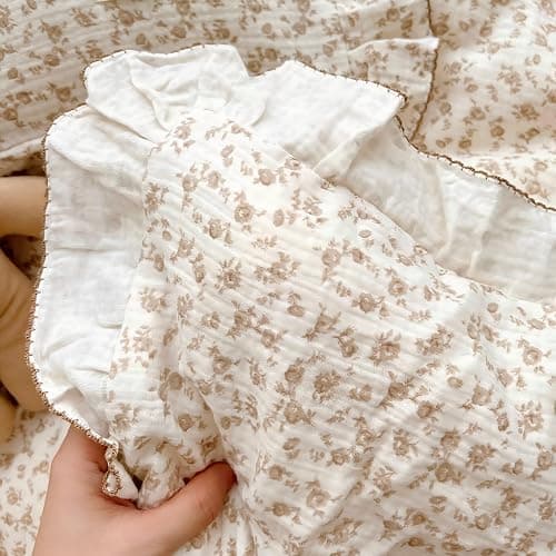 BuLuTu Cotton Muslin Kids Toddler Pillowcase Standard Cute Camellia Flowers Super Soft Travel Pillow Nursery Pillowcase for Boys,Girls,Bedding Decor Machine Washable, Durable Pillowcase,1 Piece thumbnail 6