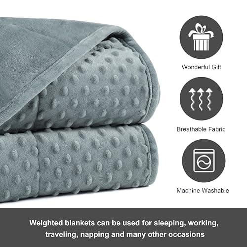 Alomidds Weighted Blanket (60"x80",15lbs Queen Size - Grey), Weighted Blankets for Adults and Kids, Cooling Breathable Soft and Comfort Minky, Heavy Blanket Microfiber Material with Glass Beads thumbnail 6
