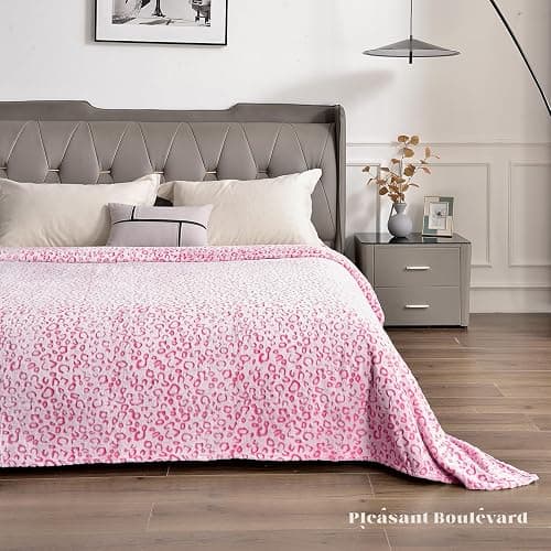PLEASANT BOULEVARD | Leopard Throw Blanket Fleece, Premium Lightweight Cozy Warm Plush Microfiber Bedspread for Couch Sofa and Bed (Hot Pink, Twin (60 x 80 inches)) thumbnail 2