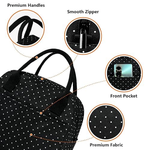 Moyad Lunch Bags for Women, 10L Reusable Insulated Lunch Bags Cooler Lunch Box for Women Work Travel Picnic Camping Outdoor, Polka Dot thumbnail 6