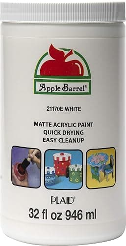 Apple Barrel White Acrylic Paint 32 Fl Oz (Pack of 1) - Image 1