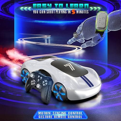 AEROQUEST Gesture Sensing Remote Control Car, Drift RC Stunt Car with Light Spray & Sound, 2.4GHz Hobby RC Cars Toy for Kids, 360° Rotate, Birthday Gifts for Boys Girls 4-12 thumbnail 6