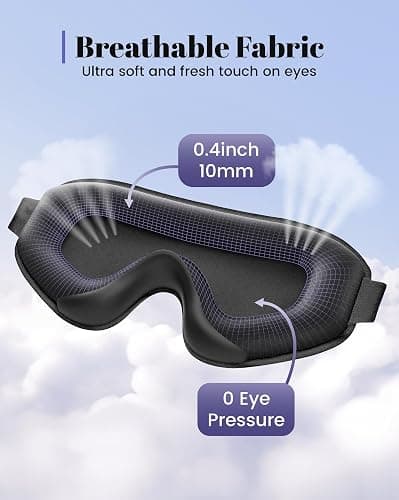 WAOAW Sleep Mask for Men Women: Blackout Eye Masks for Sleep - 3D Breathable Soft Comfortable Eye Mask for Travel - Adjustable Light Blocking Night Masks for Sleeping thumbnail 7