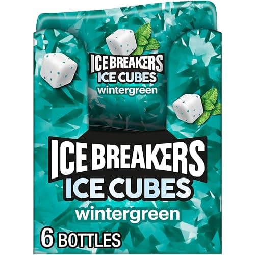 ICE BREAKERS Ice Cubes Wintergreen Flavored Sugar Free Chewing Gum Bottles, 3.24 oz (6 Count, 40 Pieces) - Image 1