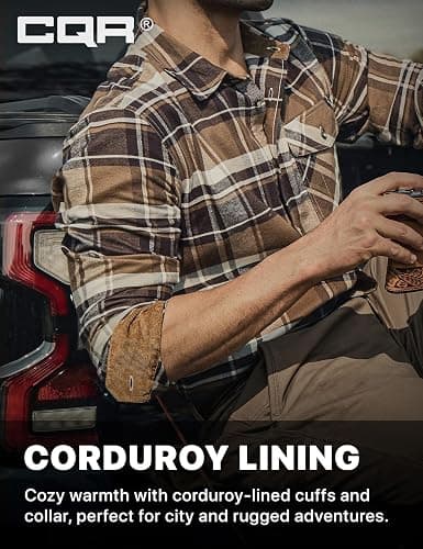 CQR Men's 100% All Cotton Button Down Flannel Shirts, Long Sleeve Brushed Warm Soft Casual Outdoor Plaid Shirt thumbnail 7