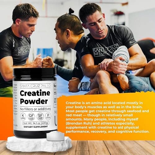 Santa Cruz Paleo, Creatine Monohydrate Powder Micronized, Unflavored Pre Workout and Muscle Support Supplement, Gluten Free Keto, Mix with Water or Shakes, No Fillers or Additives, 80 Servings, 400g thumbnail 4