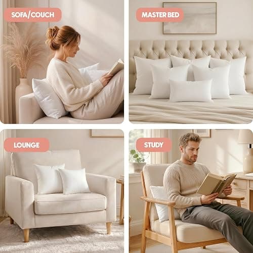 Utopia Bedding 20x20 Pillow Inserts, White Throw Pillows for Couch, 2 Pack | 100% Virgin Filling, Indoor Cushion Inserts for bed, sofa & couch, Extra Filled, Supportive & Fluffy Decorative Pillows thumbnail 7