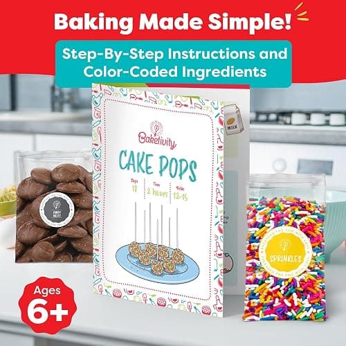 Baketivity DIY Cake Pop Baking Kit for Kids - Premeasured Ingredients, Decorating Supplies thumbnail 2