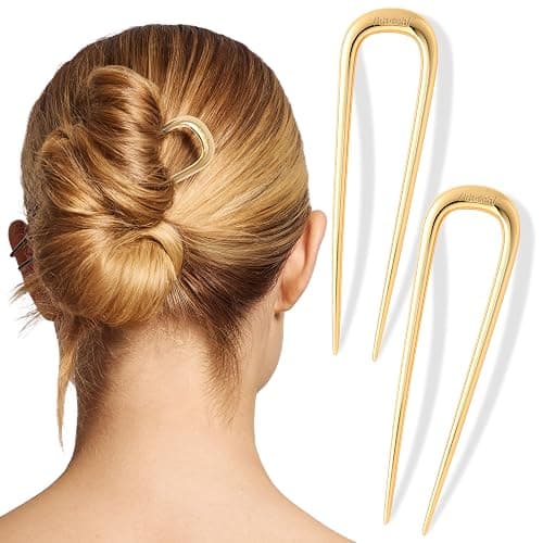 Kitsch Metal French Hair Pin for Women - Elegant Hair Accessories, Ideal for Buns & French Twist, Designed for a Secure, Comfortable Fit | Ideal Gifts for Women - 2 Pcs Gold - Image 1