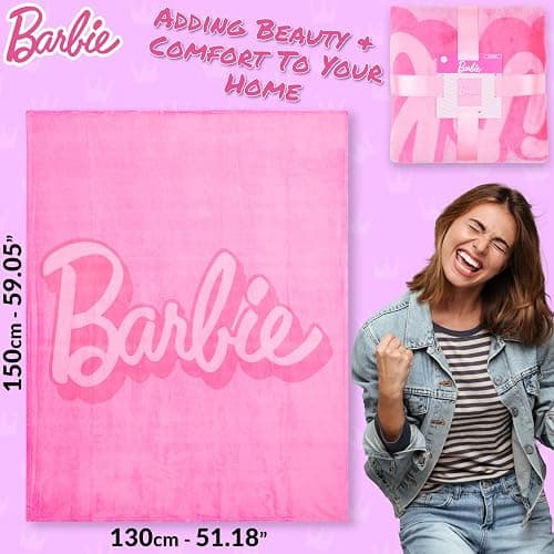 Barbie Fleece Throw Blanket, Cozy Soft Bed Throw Bedroom Decor Plush Throw Comforter 59 x 51 inches for Bedroom Travel Sleepovers, Cute Gifts thumbnail 3