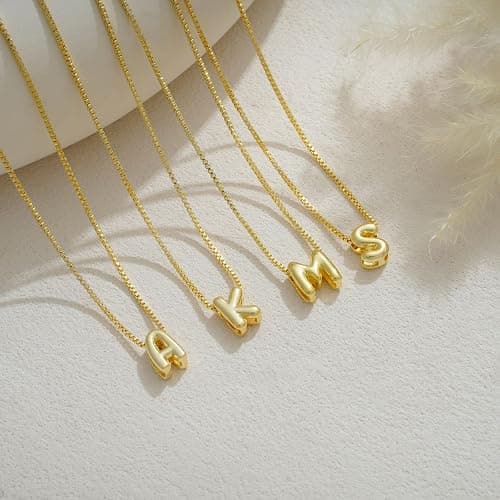Lisitine Bubble Initial Necklaces Dainty Letter Necklace Cute Name Choker Necklaces for Women Trendy Personalized Pendant Jewelry Gift for Women thumbnail 4