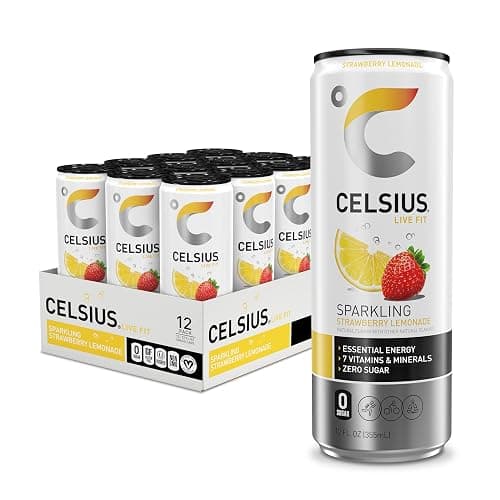 CELSIUS Sparkling Strawberry Lemonade, Functional Essential Energy Drink, 12 Fl Oz (Pack of 12) - Image 1