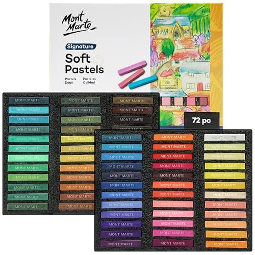 Mont Marte Soft Pastels Signature 72pc, Set of 72 Assorted Colored Pastel Sticks, Vibrant and Blendable, Ideal for Art, Craft, Drawing, Sketching - Image 1