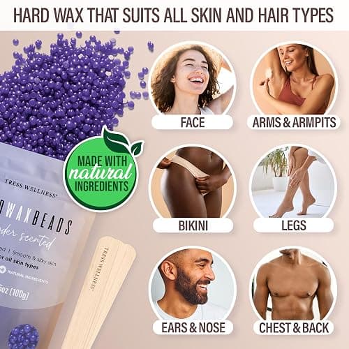 Tress Wellness Waxing Kit for Sensitive Skin – Safe for Face & Skin, Prep & Aftercare Spray, Easy to Use – At-Home Kit for Face, Bikini, Brazilian & Full Body - Digital Display, Dusty Peach thumbnail 2