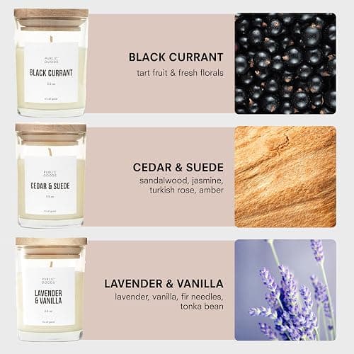Public Goods 3-Pack Scented Soy Candle Set for Women & Men | Long Lasting & Non Toxic | Made with Natural Soy Wax & Organic Essential Oils | Gift Box | 3.5oz Jars thumbnail 3