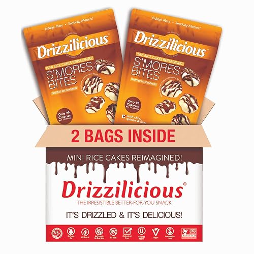 Drizzilicious Mini Rice Cakes S'mores - Rice Crisps, Healthy Snack for Adults and Kids, Flavored Rice Cakes, Vegan, Gluten Free, Allergen Free, Only 90 Calories Per Serving - 4oz (Pack of 2) thumbnail 3