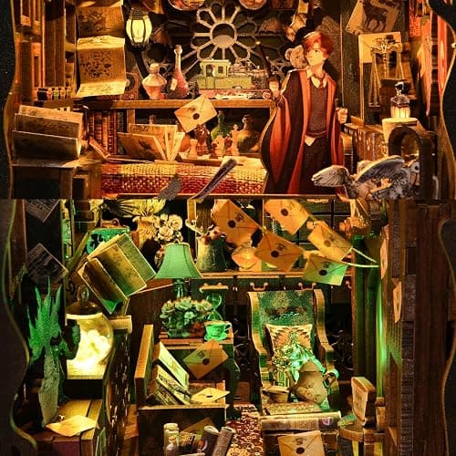 ETKVR Book Nook Kit - DIY Miniature House Dollhouse Kit 3D Puzzles for Adults, Gifts for Family and Friends Bookshelf Decor Tiny House Model Build with Dust Cover thumbnail 2