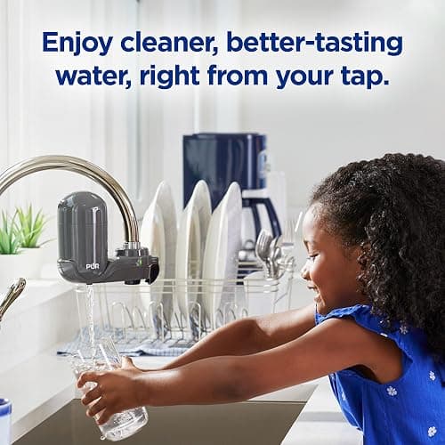PUR Plus Vertical Faucet Mount Water Filtration System, Lead-Reducing Water Filter For Sink Faucet, Easy Install, 100 Gallons, Compatible with Sinks with External Aerators, Grey thumbnail 7
