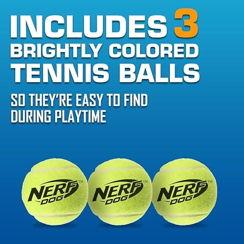 Nerf Dog Tennis Ball Blaster Dog Toy Gift Set, Tennis Ball Dog Fetch Toy Launches up to 50 ft, Dog Ball Thrower for All Breeds Includes Translucent Blue Tennis Ball Launcher and 3 Dog Tennis Balls thumbnail 5