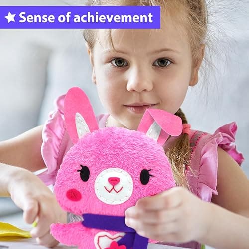 KRAFUN Sewing Kit for Kids Beginner My First Art & Craft, Includes Bunny Doll Stuffed Animal, Instructions & Plush Felt Materials for Learn to Sew, Embroidery, Age 7 8 9 10 11 12 thumbnail 4