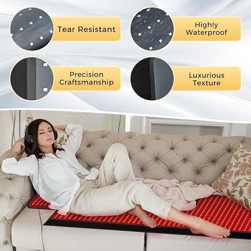 Body Red Light Therapy Mat, Eligible Red Light Therapy Blanket, 2in1 LEDs(660nm& 850nm), Premium Leather, Adjustable Timer & Intensity 195x60cm 1370 LEDs thumbnail 7