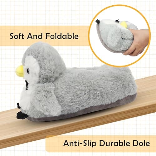 Aopuro Cute Women Penguin Animal Slippers Fluffy Warm Plush House Shoes Novelty Soft Slippers Cartoon Gifts for Birthday Christmas thumbnail 4