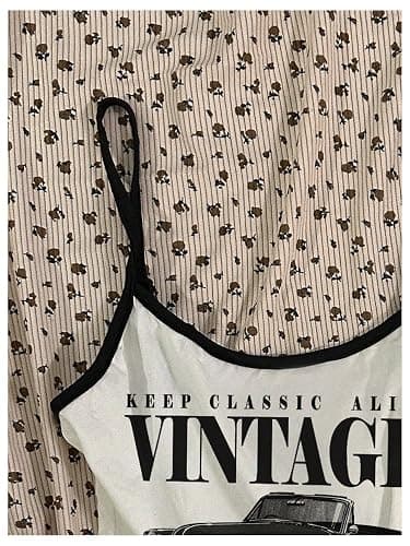 RoseSeek Women's Graphic Tank Tops Vintage Scoop Neck Spaghetti Strap Cropped Camisole Top Tiny Slim Fit Summer Clothes thumbnail 3