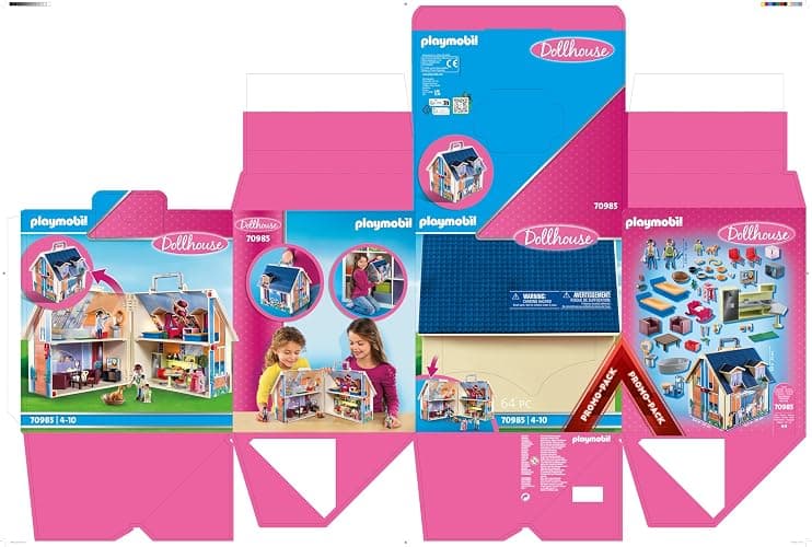 Playmobil 70985 Maison transportable - Dollhouse - avec Trois Personnages, Salle de Bains, Chambre, Salon et Cuisine - Tout équipée - La Maison Traditionnelle - s'ouvre s'emporte Partout - Dès 5 Ans thumbnail 10
